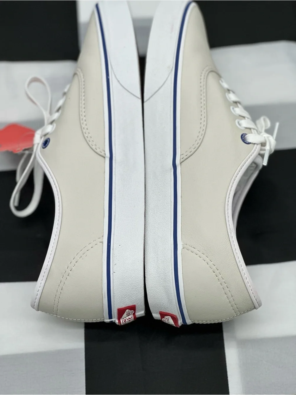 Vans Low-Top Sneakers in Off-White with Navy Trim